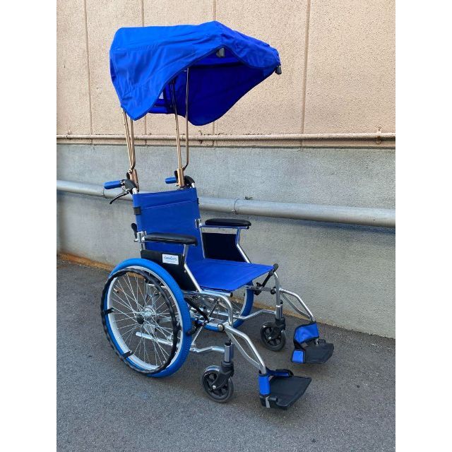 折りたたみ傘付き車いす　パレット　ブルー　　現品限り　送料無料