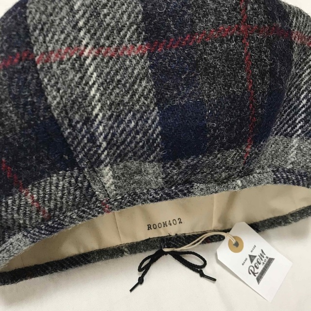 Harris Tweed(ハリスツイード)の【SALE】 ハリスツイード 灰紺系 チェック ハンドメイド ベレー帽 メンズの帽子(ハンチング/ベレー帽)の商品写真