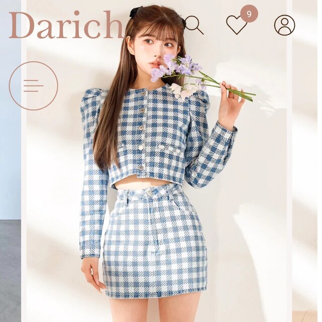 Darich(ダーリッチ)の【新品未開封品】コンパクトギンガムデニムジャケット・ミニスカートセット レディースのジャケット/アウター(Gジャン/デニムジャケット)の商品写真