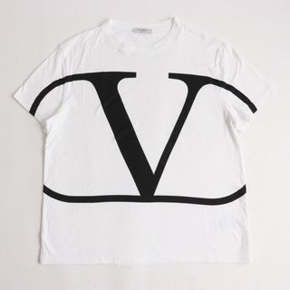 ヴァレンティノ(VALENTINO)の美品◆VALENTINO ヴァレンティノ コットン100％ Vロゴ クルーネック 半袖Tシャツ ホワイト L イタリア製 正規品 メンズ(Tシャツ/カットソー(半袖/袖なし))