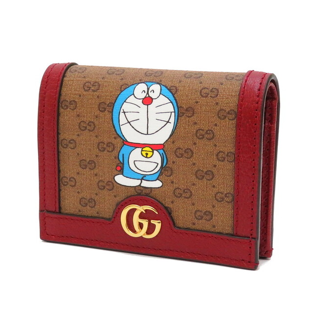 美品 グッチ 折り財布 マーモント ドラえもん GG柄 レザー PVC