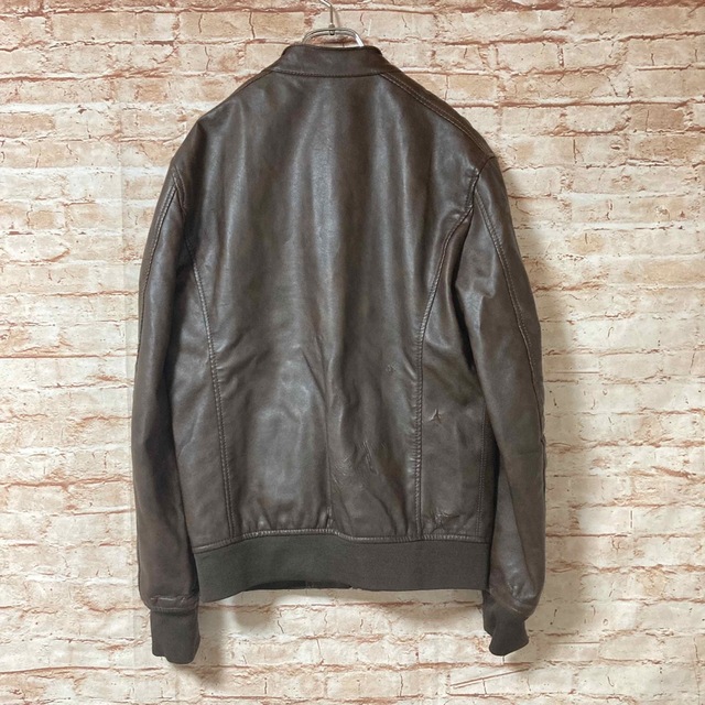 ZARA(ザラ)のザラマン ZARA MAN ジャケット レザー 羽織り フルジップ 茶色 S メンズのジャケット/アウター(レザージャケット)の商品写真