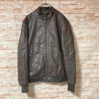 ザラ(ZARA)のザラマン ZARA MAN ジャケット レザー 羽織り フルジップ 茶色 S(レザージャケット)