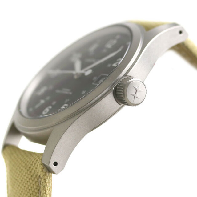 Hamilton(ハミルトン)の【新品】ハミルトン HAMILTON 腕時計 メンズ H69439933 カーキ フィールド メカニカル 38mm KHAKI FIELD MECHANICAL 38mm 手巻き（H-50） ブラックxベージュ アナログ表示 メンズの時計(腕時計(アナログ))の商品写真