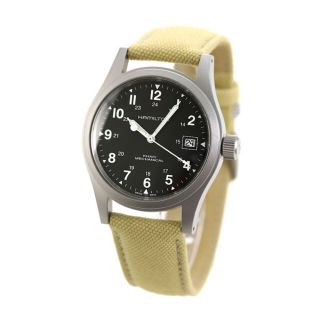 ハミルトン(Hamilton)の【新品】ハミルトン HAMILTON 腕時計 メンズ H69439933 カーキ フィールド メカニカル 38mm KHAKI FIELD MECHANICAL 38mm 手巻き（H-50） ブラックxベージュ アナログ表示(腕時計(アナログ))