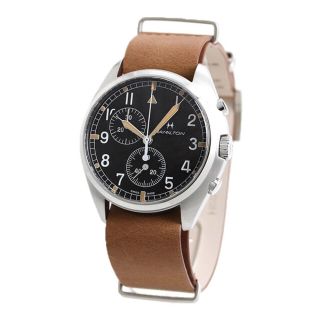 ハミルトン HAMILTON 腕時計 メンズ H76522531 カーキ アビエーション パイロット パイオニア クロノ クオーツ 43mm KHAKI AVIATION PILOT PIONEER CHRONO QUARTZ 43mm クオーツ（G10.211） ブラックxブラウン アナログ表示