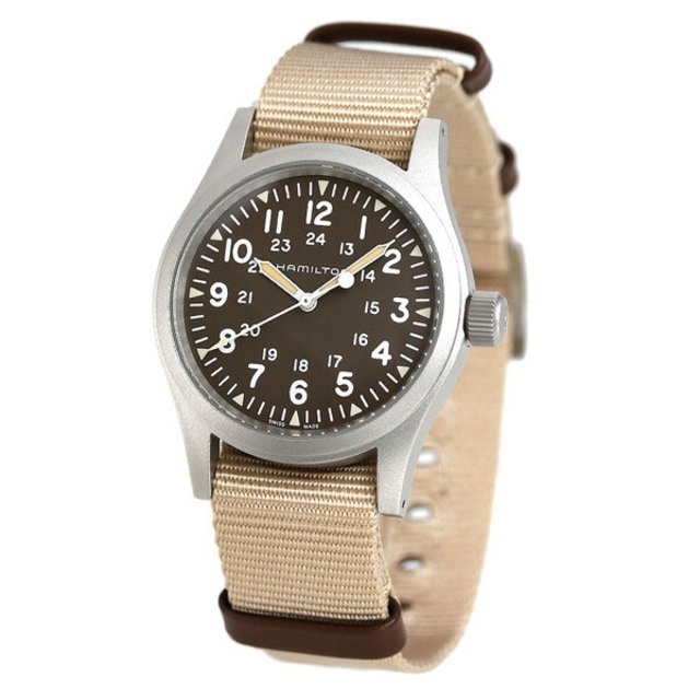 Hamilton(ハミルトン)の【新品】ハミルトン HAMILTON 腕時計 メンズ H69439901 カーキ フィールド メカニカル 38mm KHAKI FIELD MECHANICAL 38mm 手巻き（H-50） ブラウンxベージュ アナログ表示 メンズの時計(腕時計(アナログ))の商品写真