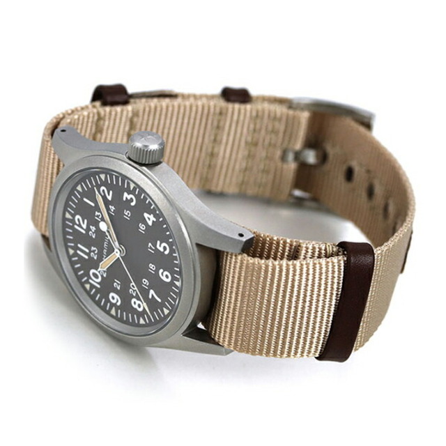 Hamilton(ハミルトン)の【新品】ハミルトン HAMILTON 腕時計 メンズ H69439901 カーキ フィールド メカニカル 38mm KHAKI FIELD MECHANICAL 38mm 手巻き（H-50） ブラウンxベージュ アナログ表示 メンズの時計(腕時計(アナログ))の商品写真