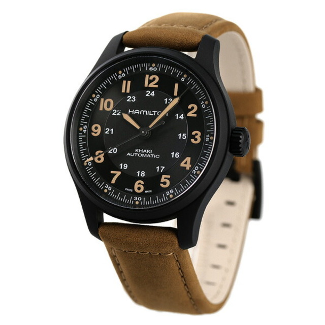 ハミルトン HAMILTON 腕時計 メンズ H70665533 カーキ フィールド チタニウム オート 42mm KHAKI FIELD TITANIUM AUTO 42mm 自動巻き（H-10 手巻き付） ブラックxブラウン アナログ表示
