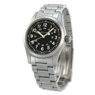 ハミルトン(Hamilton)の【新品】ハミルトン HAMILTON 腕時計 メンズ H69439131 カーキ フィールド メカニカル 38mm KHAKI FIELD MECHANICAL 38mm 手巻き（H-50） ブラックxシルバー アナログ表示(腕時計(アナログ))