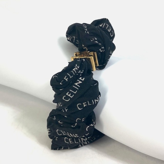 セリーヌ CELINE シュシュ レイユール ブレスレット 46Y352SIB.35OB ロゴ ヘアアクセサリー シュシュ シルク ブラック