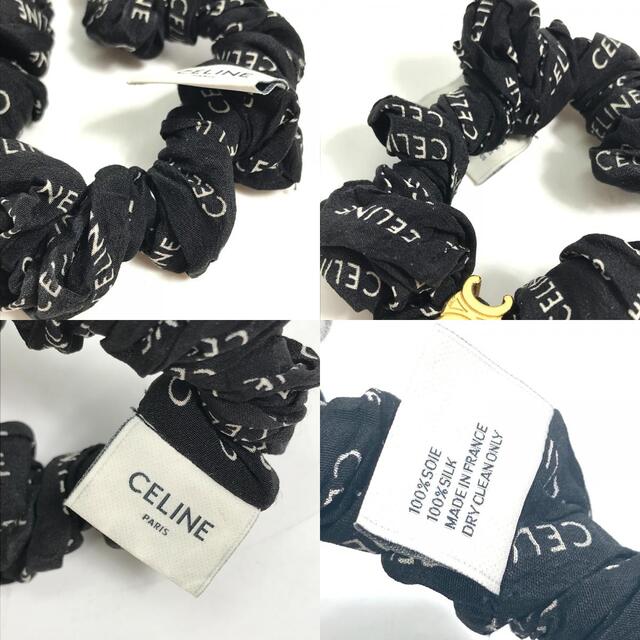 セリーヌ CELINE シュシュ レイユール ブレスレット 46Y352SIB.35OB ロゴ ヘアアクセサリー シュシュ シルク ブラック
