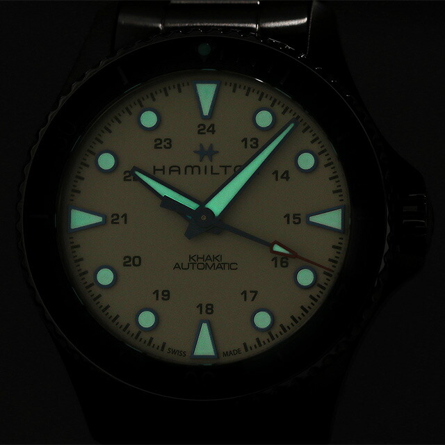 ハミルトン HAMILTON 腕時計 メンズ H82505150 カーキ ネイビー スキューバ オート 43mm KHAKI NAVY SCUBA AUTO 43mm 自動巻き（H-10） シルバーxシルバー アナログ表示