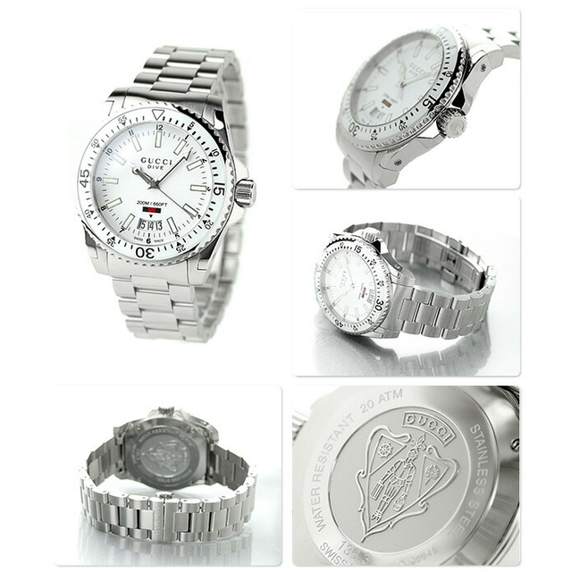 Gucci - グッチ 腕時計 メンズ YA136302 GUCCI クオーツ ホワイトxシルバー アナログ表示