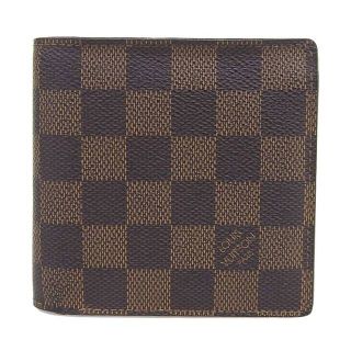 ルイヴィトン(LOUIS VUITTON)の【本物保証】 ルイヴィトン LOUIS VUITTON ダミエ ポルトフォイユ マルコ 二つ折財布 エベヌ N61675(折り財布)