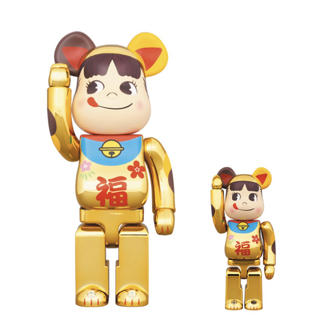 BE@RBRICK 招き猫 ペコちゃん 福 金メッキ 100% & 400%