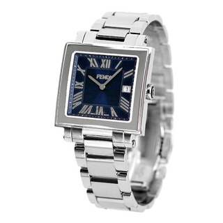 フェンディ(FENDI)のフェンディ FENDI 腕時計 メンズ F606013000 クアドロ メン 34mm QUADORO MEN 34mm クオーツ ダークブルーxシルバー アナログ表示(腕時計(アナログ))