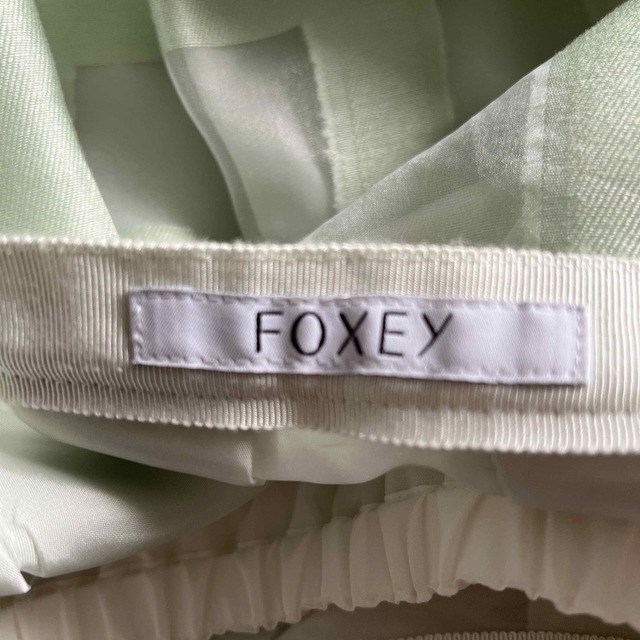 FOXEY チェックオーガンジースカート ミント 38 美品 - ひざ丈スカート