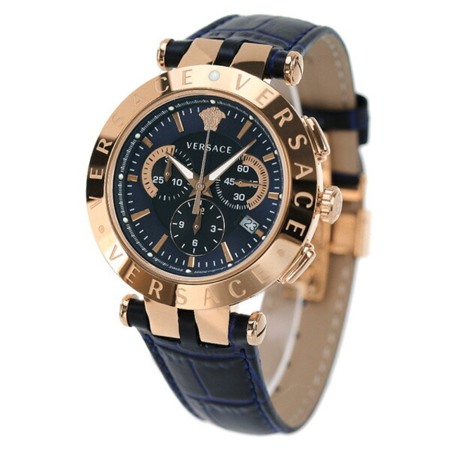 時計【新品】ヴェルサーチ VERSACE 腕時計 メンズ VERQ00120 42mm 42mm クオーツ ネイビーxネイビー アナログ表示
