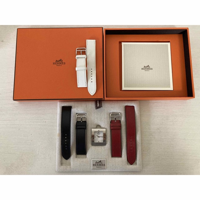 HERMES BE1.210 付替ベルト3本 ベルトウォッチ シルバー エルメス-tops
