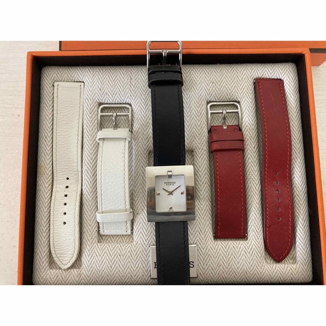 HERMES BE1.210 付替ベルト3本 ベルトウォッチ シルバー エルメス-tops