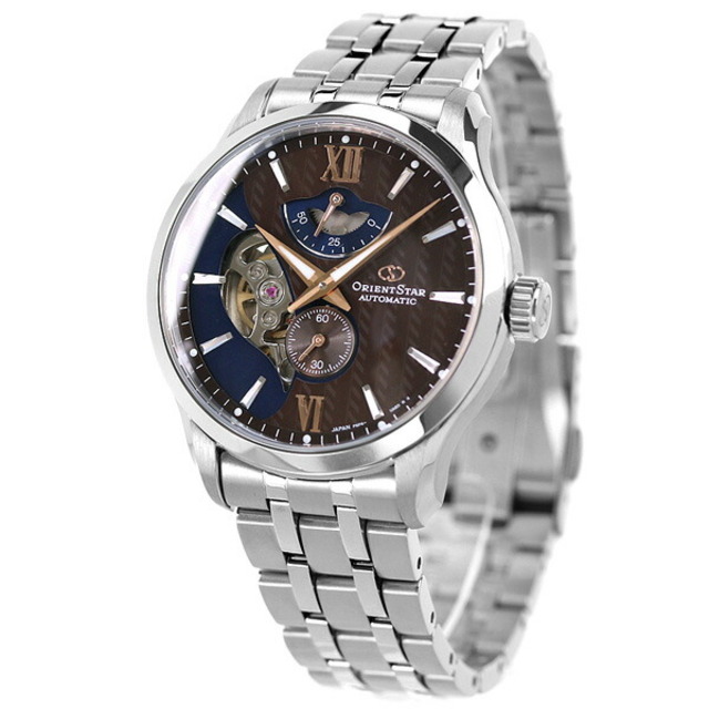 ORIENT - オリエント 腕時計 メンズ RK-AV0B02Y LAYEREDSKELETON 自動巻き（F6F44/手巻き付） ブラウン/ネイビーxシルバー アナログ表示