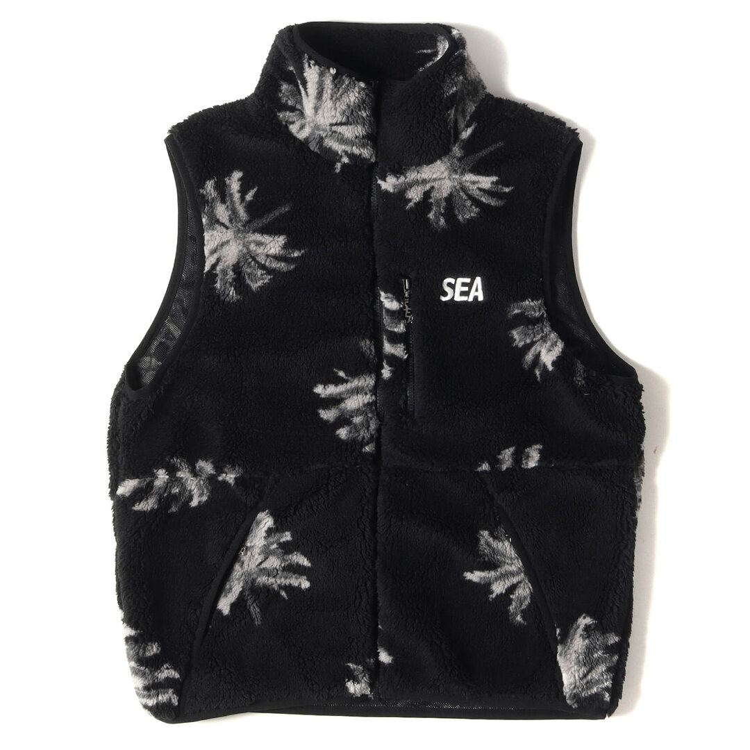 WIND AND SEA ウィンダンシー ベスト パームツリー フリースベスト WDS Palm tree pattern Fleece Vest 23SS ブラック 黒 L トップス 【メンズ】