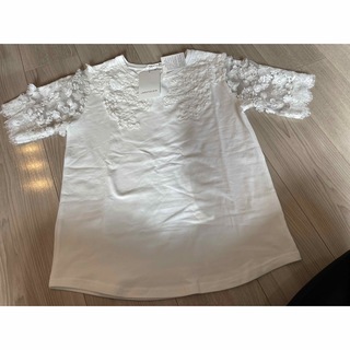 ノスタルジア(&.NOSTALGIA)の新品タグ付き　ノスタルジア　白袖レースT(Tシャツ(半袖/袖なし))