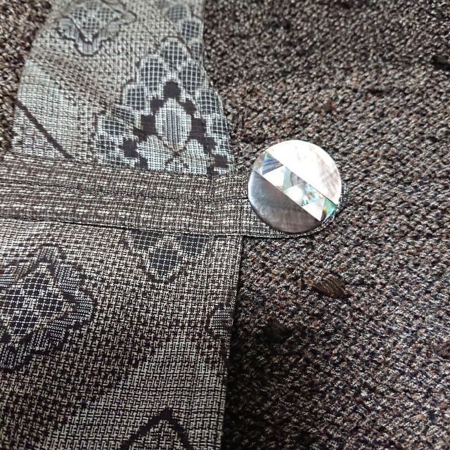 着物リメイク ハンドメイド コート 茶系 大島紬裂き織と大島紬 正絹