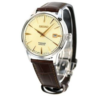 セイコー(SEIKO)の【新品】セイコー SEIKO 腕時計 メンズ SARY109 セイコー メカニカル プレザージュ ベーシックライン カクテルタイム ギムレット Cocktail gimlet 自動巻き（4R35/手巻き付） アイボリーxダークブラウン アナログ表示(腕時計(アナログ))