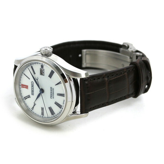 SEIKO(セイコー)の【新品】セイコー SEIKO 腕時計 メンズ SARX061 セイコー メカニカル プレザージュ プレステージライン 有田焼ダイヤル コアショップ専用モデル 自動巻き（6R35/手巻き付） ホワイトxダークブラウン アナログ表示 メンズの時計(腕時計(アナログ))の商品写真