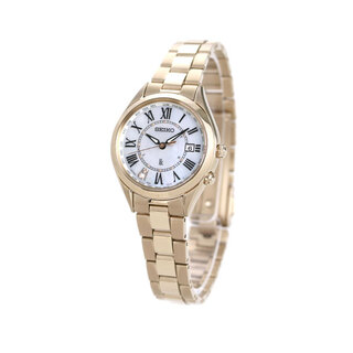 セイコー(SEIKO)の【新品】セイコー SEIKO 腕時計 レディース SSQV068 ルキア レディダイヤ レディゴールド 大人クラシック Lady Diamond Lady Gold 電波ソーラー（1B35） ホワイトシェルxシャンパンゴールド アナログ表示(腕時計)