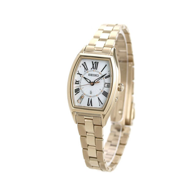 セイコー SEIKO 腕時計 レディース SSQW046 ルキア レディダイヤ レディゴールド 大人クラシック Lady Diamond Lady Gold 電波ソーラー（1B32） ホワイトシェルxシャンパンゴールド アナログ表示