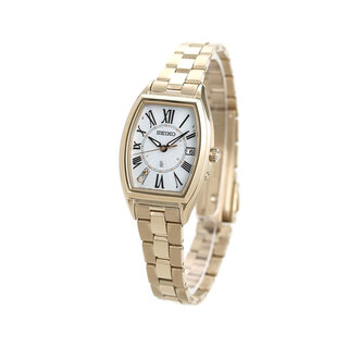 セイコー(SEIKO)の【新品】セイコー SEIKO 腕時計 レディース SSQW046 ルキア レディダイヤ レディゴールド 大人クラシック Lady Diamond Lady Gold 電波ソーラー（1B32） ホワイトシェルxシャンパンゴールド アナログ表示(腕時計)