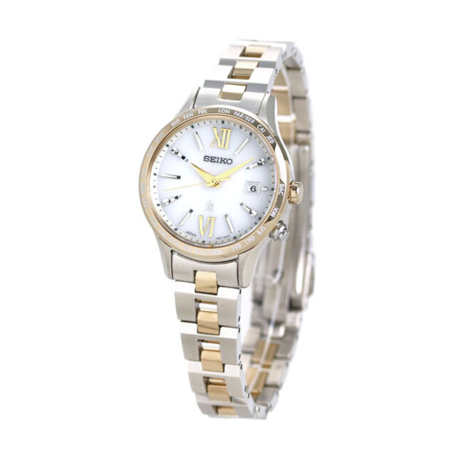 セイコー SEIKO 腕時計 レディース SSVV042 ルキア レディゴールド ソーラー電波時計 ワールドタイム Lady Gold 電波ソーラー（1B35） ホワイトxシルバー アナログ表示