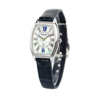 セイコー(SEIKO)の【新品】セイコー SEIKO 腕時計 レディース SSVW181 ルキア レディコレクション レディダイヤ Lady Collection Lady Diamond 電波ソーラー（1B32） ホワイトシェルxネイビー アナログ表示(腕時計)