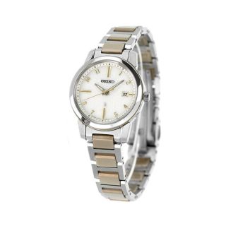 セイコー(SEIKO)の【新品】セイコー SEIKO 腕時計 レディース SSQV082 ルキア レディゴールド アイ コレクション Lady Gold I Collection 電波ソーラー（1B35） ホワイトxシルバー/シャンパンゴールド アナログ表示(腕時計)