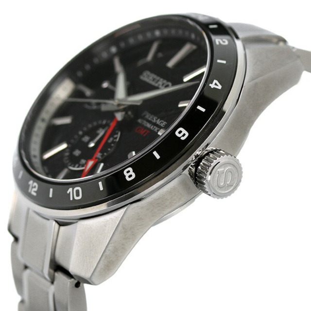 セイコー SEIKO 腕時計 メンズ SARF005 セイコー メカニカル プレザージュ プレステージライン PRESTIGE LINE Sharp  Edged Series GMT 自動巻き（6R64/手巻き付） ブラックxシルバー アナログ表示