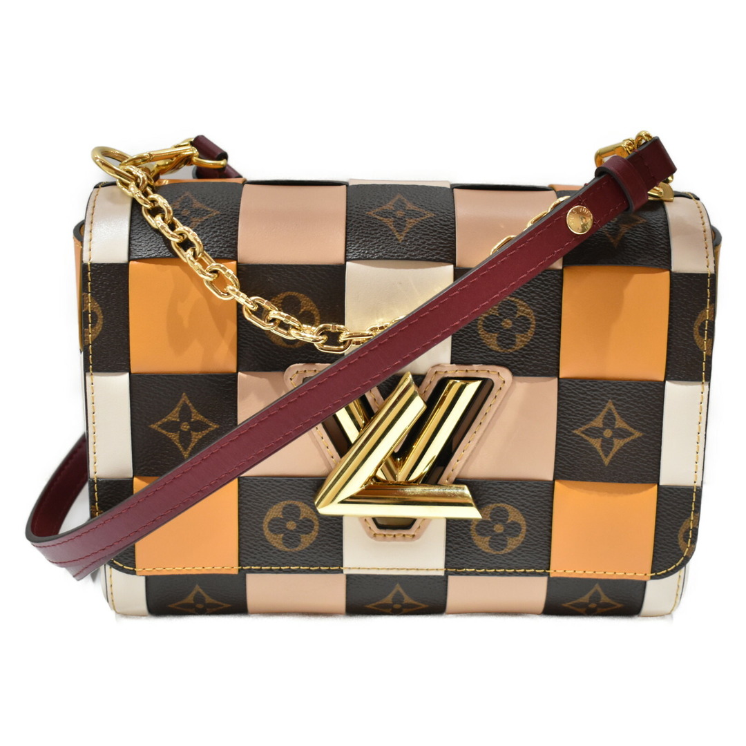 17ｃｍ×横幅【高級☆】 LOUIS VUITTON
ツイストMM M55426 ブラウン×ベージュ×オレンジ レザー×コーティングキャンバス おしゃれ　人気　高級　2WAY 松山久万ノ台店