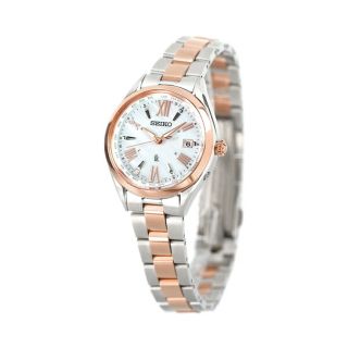 セイコー(SEIKO)の【新品】セイコー SEIKO 腕時計 レディース SSQV104 ルキア ソーラー電波 Lady collection Renewal Models 電波ソーラー（1B35） ホワイトシェルxピンクゴールド/シルバー アナログ表示(腕時計)