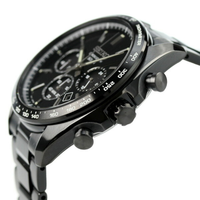 最大約195cmラグ幅【新品】セイコー SEIKO 腕時計 メンズ SBPY169 セイコーセレクションソーラークロノグラフ The Standard ソーラー（V175/日本製） ブラックxブラック アナログ表示