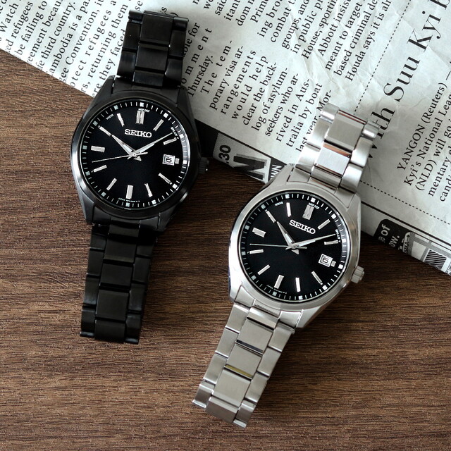 セイコー SEIKO 腕時計 メンズ SBTM325 セイコーセレクションソーラー電波時計 The Standard 電波ソーラー（7B72） ブラックxブラック アナログ表示