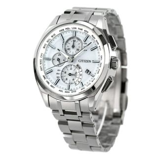 シチズン(CITIZEN)の【新品】シチズン CITIZEN 腕時計 メンズ AT8040-57A アテッサ ATESSA 電波ソーラー ホワイトxシルバー アナログ表示(腕時計(アナログ))