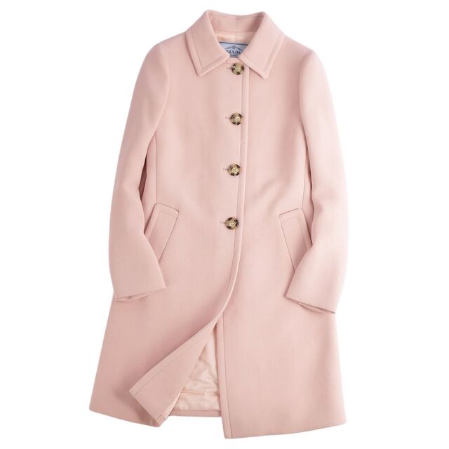 美品 プラダ PRADA コート ステンカラーコート バルマカーンコート ウール 無地 アウター レディース 38(S相当) ピンク | フリマアプリ ラクマ