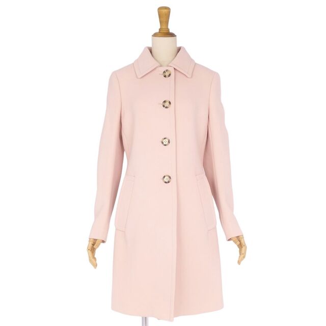 美品 プラダ PRADA コート ステンカラーコート バルマカーンコート ウール 無地 アウター レディース 38(S相当) ピンク
