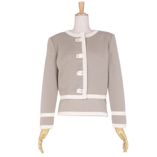 Vintage ヴァレンティノ VALENTINO Miss V アンサンブル カーディガン インナー ウール ニット レディース 40(M相当) ベージュ/ホワイト | フリマアプリ ラクマ