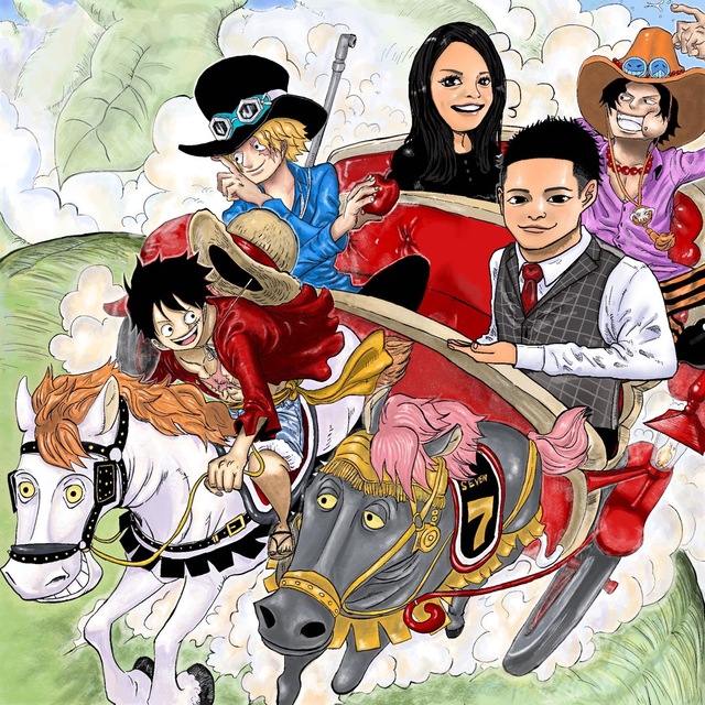 ドラクエ　ONE PIECE 似顔絵　イラスト　誕生日　プレゼント　結婚式 ハンドメイドのウェディング(ウェルカムボード)の商品写真