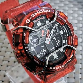 G-SHOCK GA-100 [スケルトンレッド] + バンパー + メタル遊環(腕時計(アナログ))