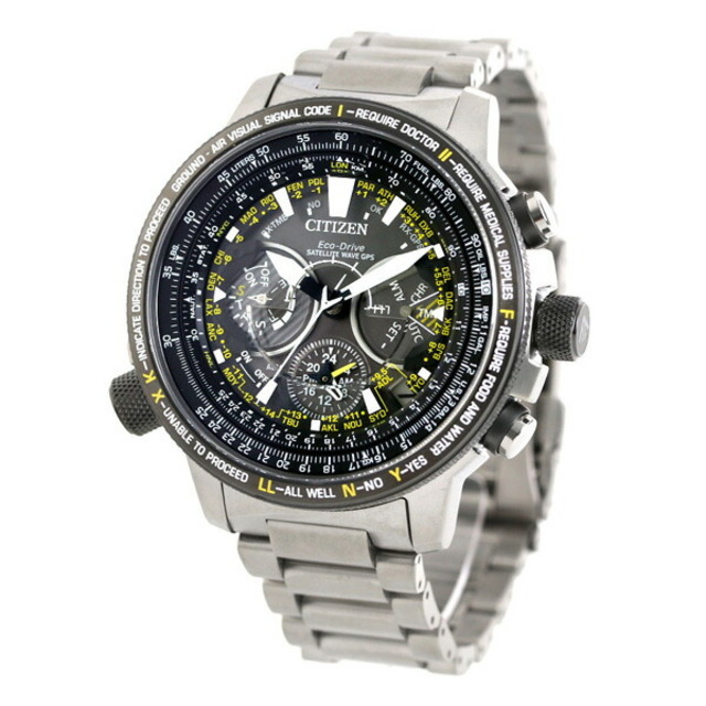 CITIZEN - シチズン 腕時計 メンズ CC7014-82E CITIZEN エコ・ドライブ電波（F990） ブラックxシルバー アナログ表示