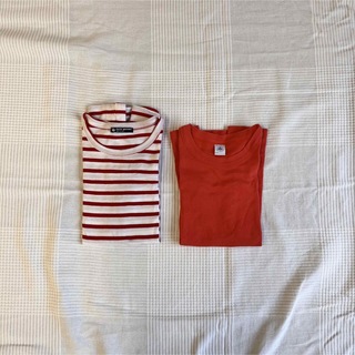 プチバトー(PETIT BATEAU)の14ans Tシャツ 赤系 2枚セット プチバトー(Tシャツ(半袖/袖なし))